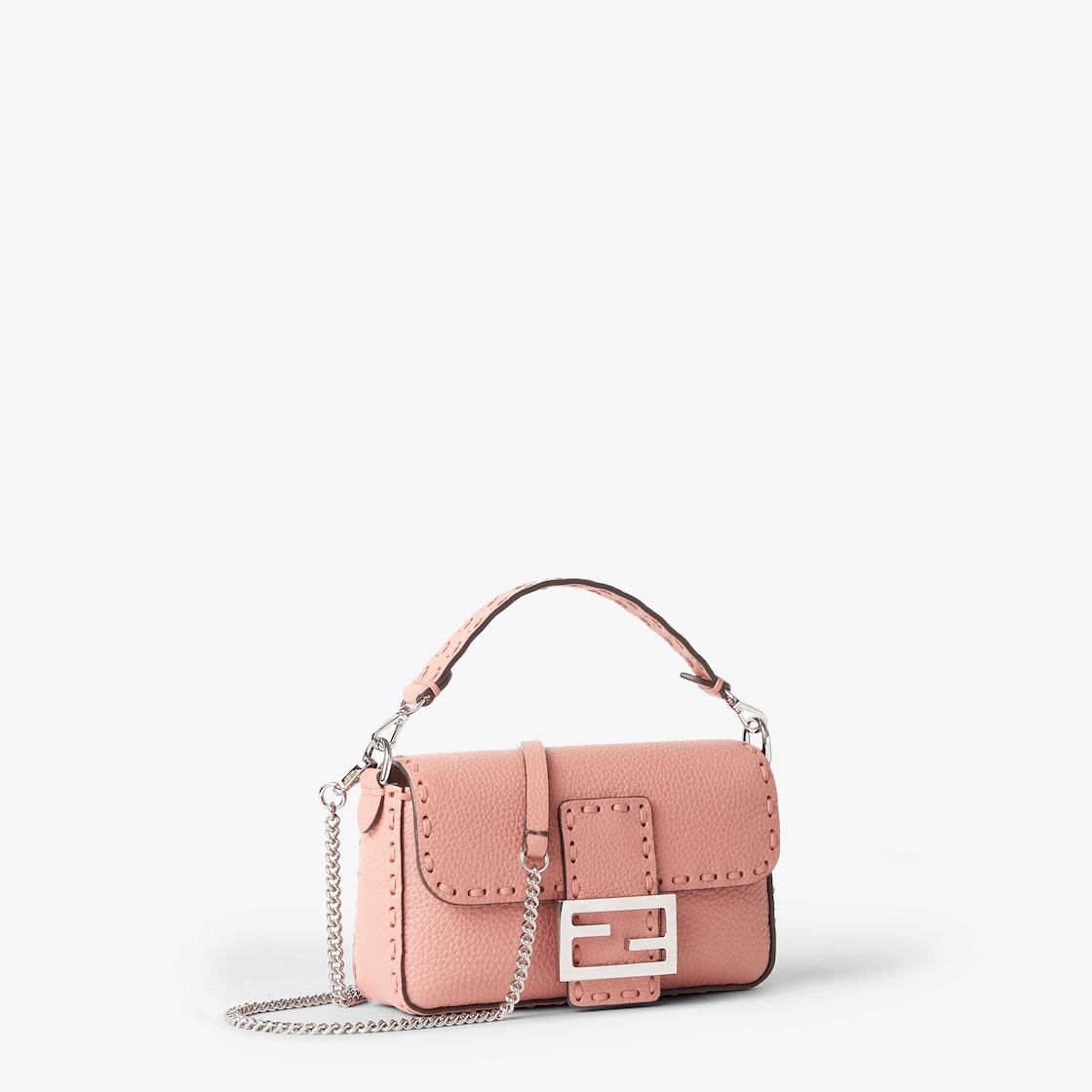 FENDI Baguette® Mini Powder pink Selleria bag with 309 hand-sewn topstitches - Image 4